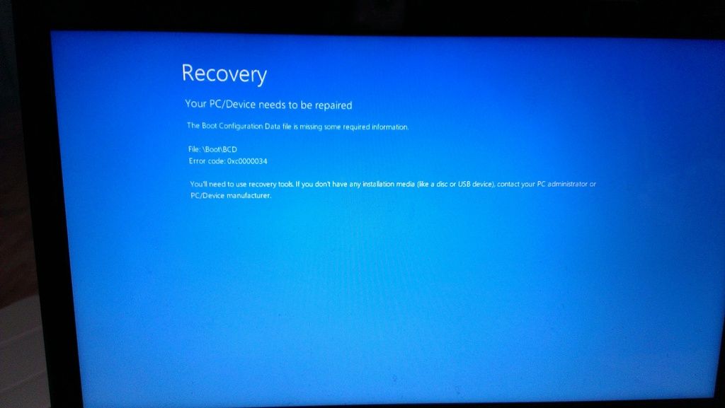 lỗi recovery khi cài win 10 preview