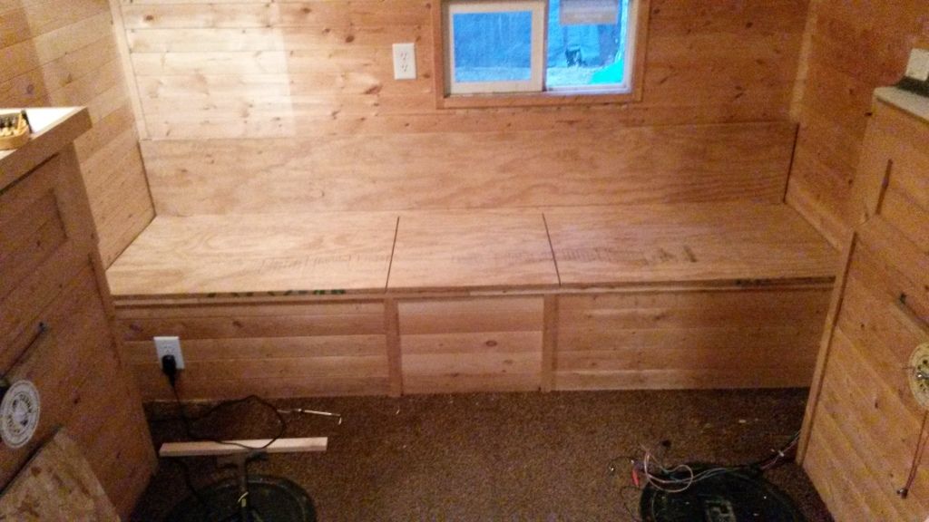 Fish house remodel Removing the booth and making a couch Ice
