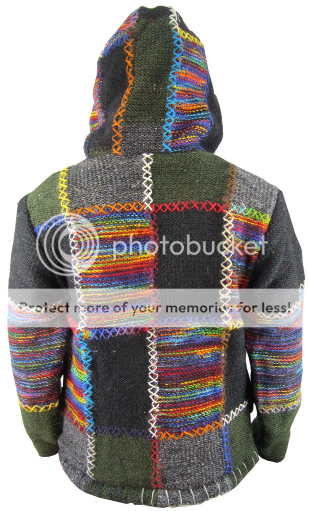 Men's Woolen Patchwork Knit Zip Fleece Lined Kangaroo Pouch Warm Jacket ...