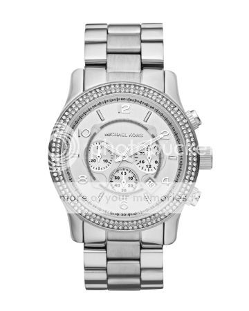 NEW Michael Kors Ladies RUNWAY Oversized Steel Glitz Chronograph Watch