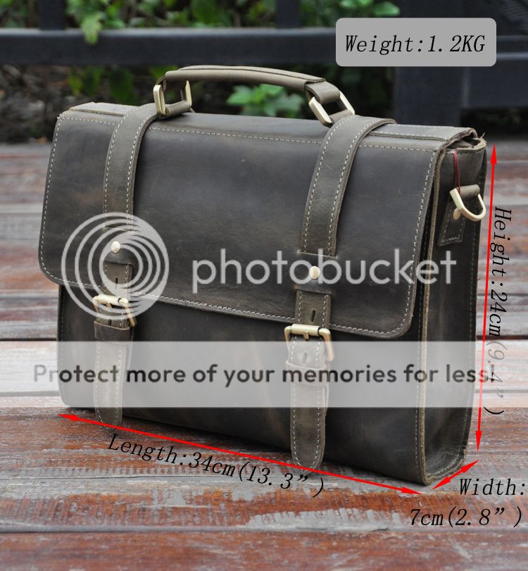 13'' Men Vintage Genuine Leather Cowhide Briefcase Shoulder Messenger ...