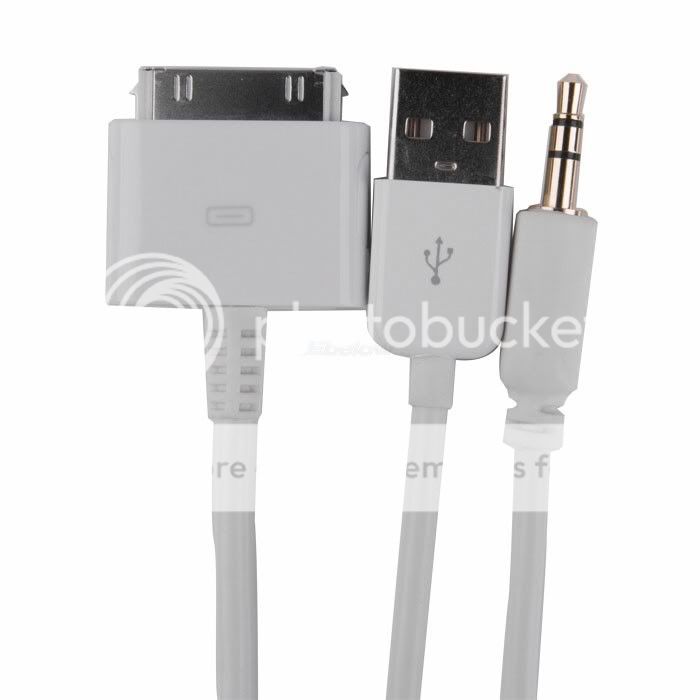 USB Data Sync Charger Car Aux Audio Out Cable for iPhone 4S 4G 3GS iPod iPad 2 1